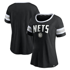 Brooklyn Nets Women's Block Party Striped Sleeve T-Shirt - Black/Heathered Gray | Fanatics on sale