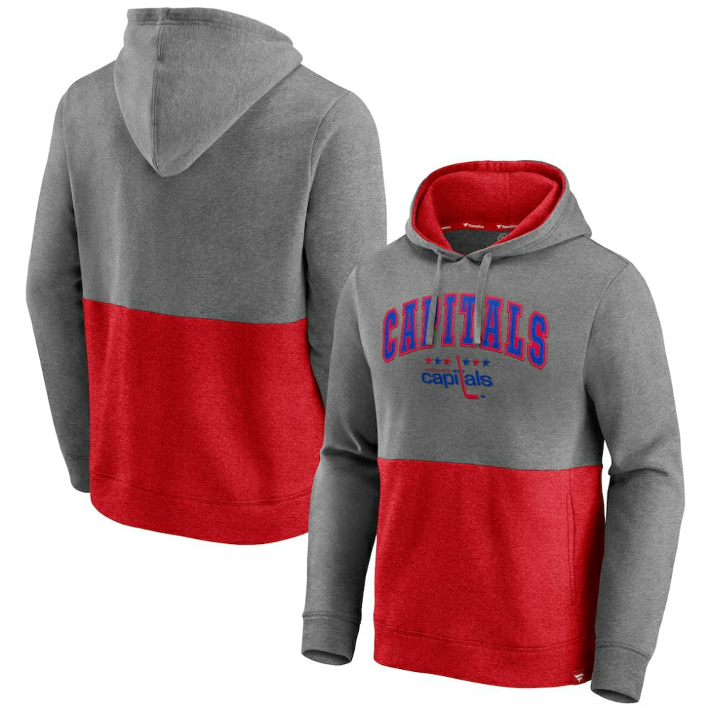 Washington Capitals Fanatics Block Party Classic Arch Signature Pullover Hoodie Heathered Gray/Red