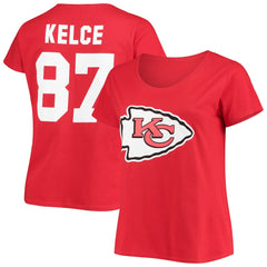 Travis Kelce Kansas City Chiefs Women's Plus Size Fair Catch Name & Number Scoop Neck T-Shirt - Red outlet