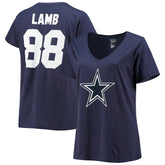 CeeDee Lamb Dallas Cowboys Women's Plus Size Name & Number V-Neck T-Shirt - Navy on sale