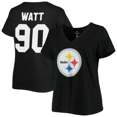 T.J. Watt Pittsburgh Steelers Women's Plus Size Name & Number V-Neck T-Shirt - Black for sale