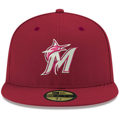 Miami Marlins White Logo 59FIFTY Fitted Hat - Cardinal | New Era