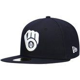 Milwaukee Brewers White Logo 59FIFTY Fitted Hat - Navy | New Era