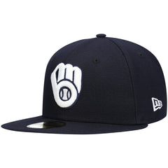 Milwaukee Brewers White Logo 59FIFTY Fitted Hat - Navy | New Era