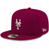 New York Mets White Logo 59FIFTY Fitted Hat - Cardinal | New Era