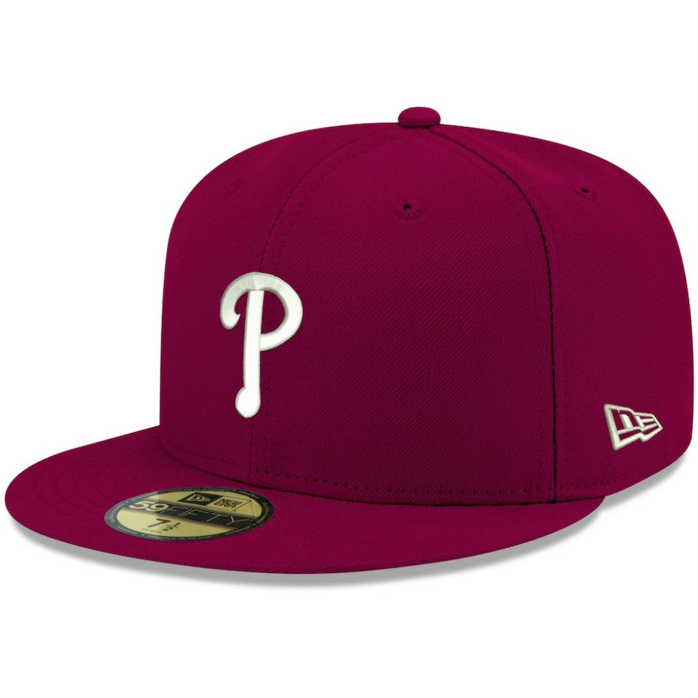 Philadelphia Phillies White Logo 59FIFTY Fitted Hat - Cardinal | New Era