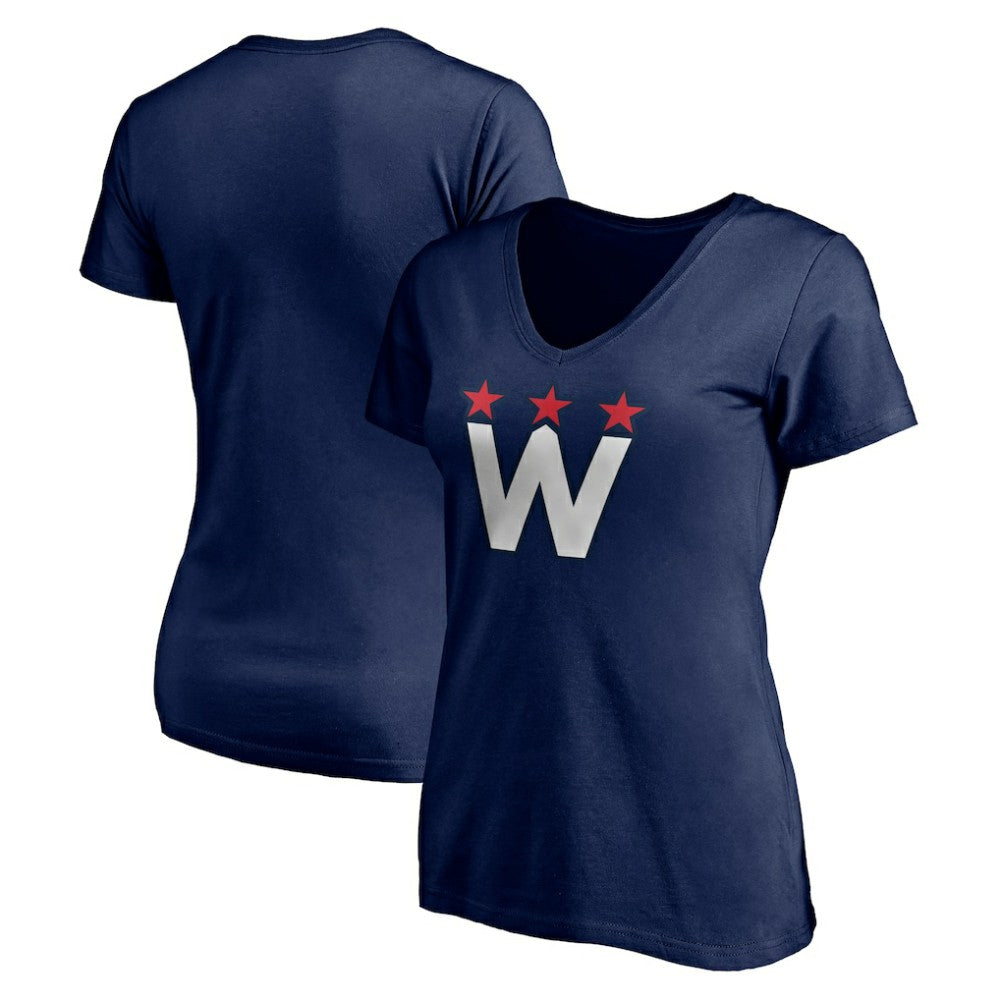 Washington Capitals Women's Alternate Logo V-Neck T-Shirt Navy