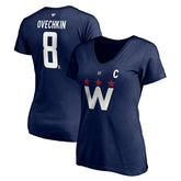 Alexander Ovechkin Washington Capitals Fanatics Women's Authentic Stack Name & Number V-Neck T-Shirt Navy