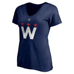 Tom Wilson Washington Capitals Fanatics Women's Authentic Stack Name & Number V-Neck T-Shirt Navy