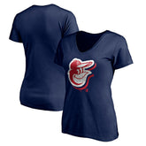 Baltimore Orioles Women's Red White and Team V-Neck T-Shirt - Navy