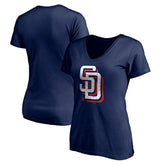 San Diego Padres Women's Red White and Team V-Neck T-Shirt - Navy