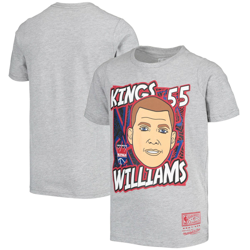 Jason Williams Sacramento Kings Youth Hardwood Classics King of the Court Player T-Shirt - Gray | Mitchell & Ness for sale