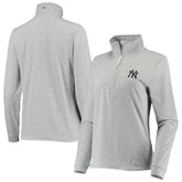 New York Yankees Vineyard Vines Women's Stripe Sankaty Half-Zip Pullover Top - Heather Gray