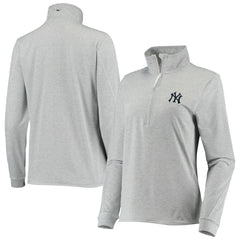 New York Yankees Vineyard Vines Women's Stripe Sankaty Half-Zip Pullover Top - Heather Gray
