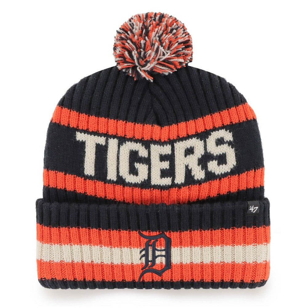 Detroit Tigers Bering Cuffed Knit Hat with Pom - Navy | 47 brand