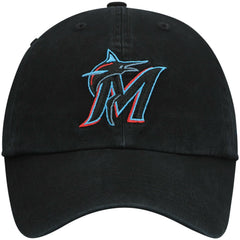 Miami Marlins Youth Team Logo Clean Up Adjustable Hat - Black | 47 brand