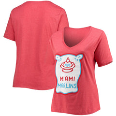 Miami Marlins Women's City Connect Plus Size V-Neck T-Shirt - Heather Red | New Era