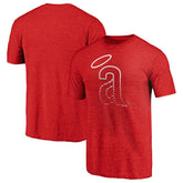 California Angels Cooperstown Weathered Logo Tri-Blend T-Shirt - Red