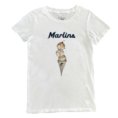 Miami Marlins Tiny Turnip Women's Triple Scoop T-Shirt - White