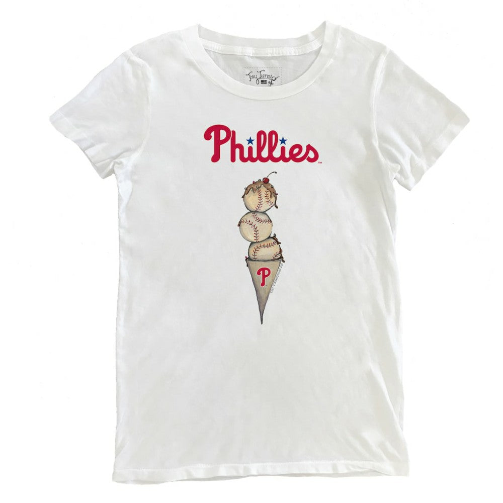 Philadelphia Phillies Tiny Turnip Women's Triple Scoop T-Shirt - White