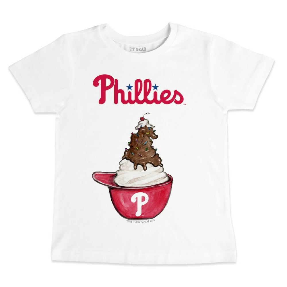 Philadelphia Phillies Tiny Turnip Youth Sundae Helmet T-Shirt - White