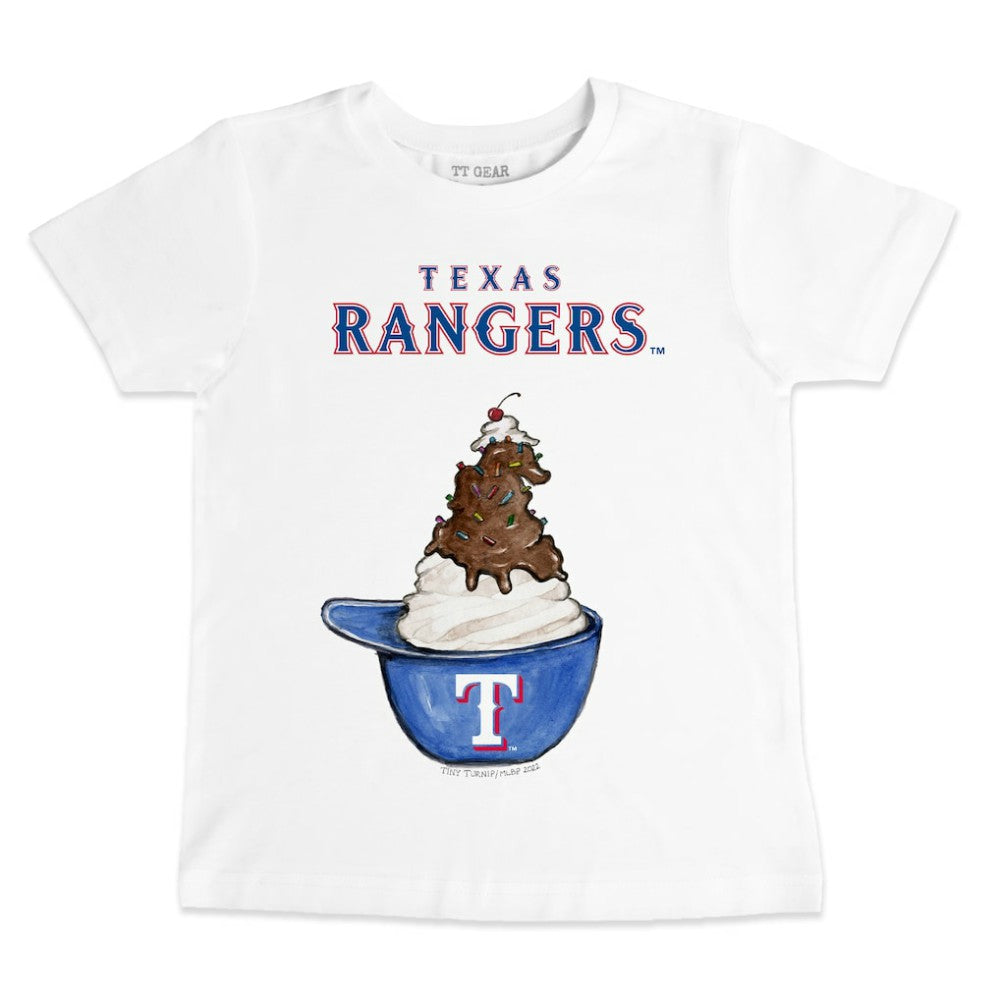 Texas Rangers Tiny Turnip Youth Sundae Helmet T-Shirt - White