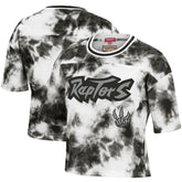 Toronto Raptors Women's Hardwood Classics Tie-Dye Cropped T-Shirt - Black/White | Mitchell & Ness for sale