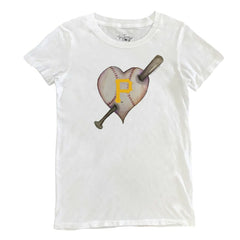 Pittsburgh Pirates Tiny Turnip Women's Heart Bat T-Shirt - White