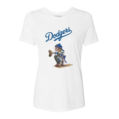 Los Angeles Dodgers Tiny Turnip Women's Kate the Catcher T-Shirt - White