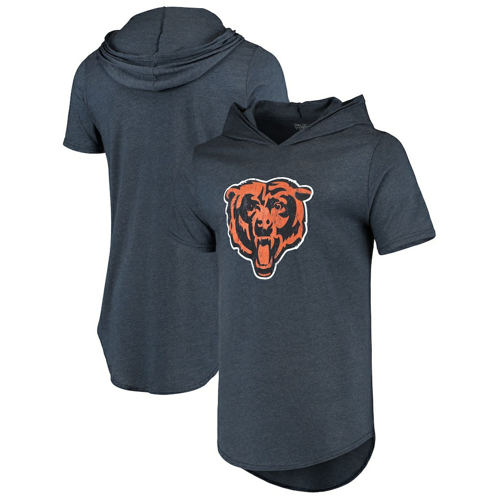 Chicago Bears Majestic Threads Primary Logo Tri-Blend Hoodie T-Shirt - Navy for sale