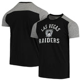 Las Vegas Raiders Majestic Threads Gridiron Classics Field Goal Slub T-Shirt - Black/Heathered Gray for sale