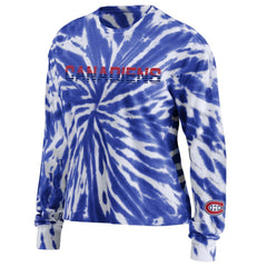 Montreal Canadiens WEAR by Erin Andrews Women's Tie-Dye Long Sleeve T-Shirt Navy