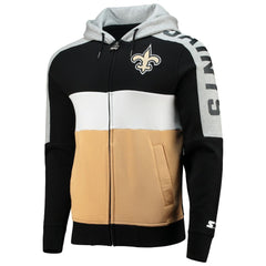 New Orleans Saints Starter Playoffs Color Block Full-Zip Hoodie - Black/Gold outlet