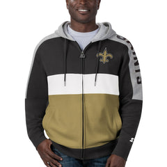 New Orleans Saints Starter Playoffs Color Block Full-Zip Hoodie - Black/Gold outlet