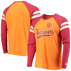 Tampa Bay Buccaneers Starter Throwback League Raglan Long Sleeve Tri-Blend T-Shirt - Orange/Red online