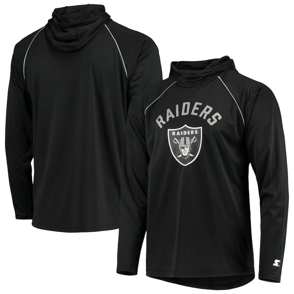 Las Vegas Raiders Starter Raglan Long Sleeve Hoodie T-Shirt - Black online