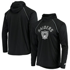 Las Vegas Raiders Starter Throwback Raglan Hoodie Long Sleeve T-Shirt - Black for sale