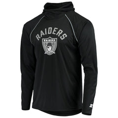 Las Vegas Raiders Starter Throwback Raglan Hoodie Long Sleeve T-Shirt - Black for sale