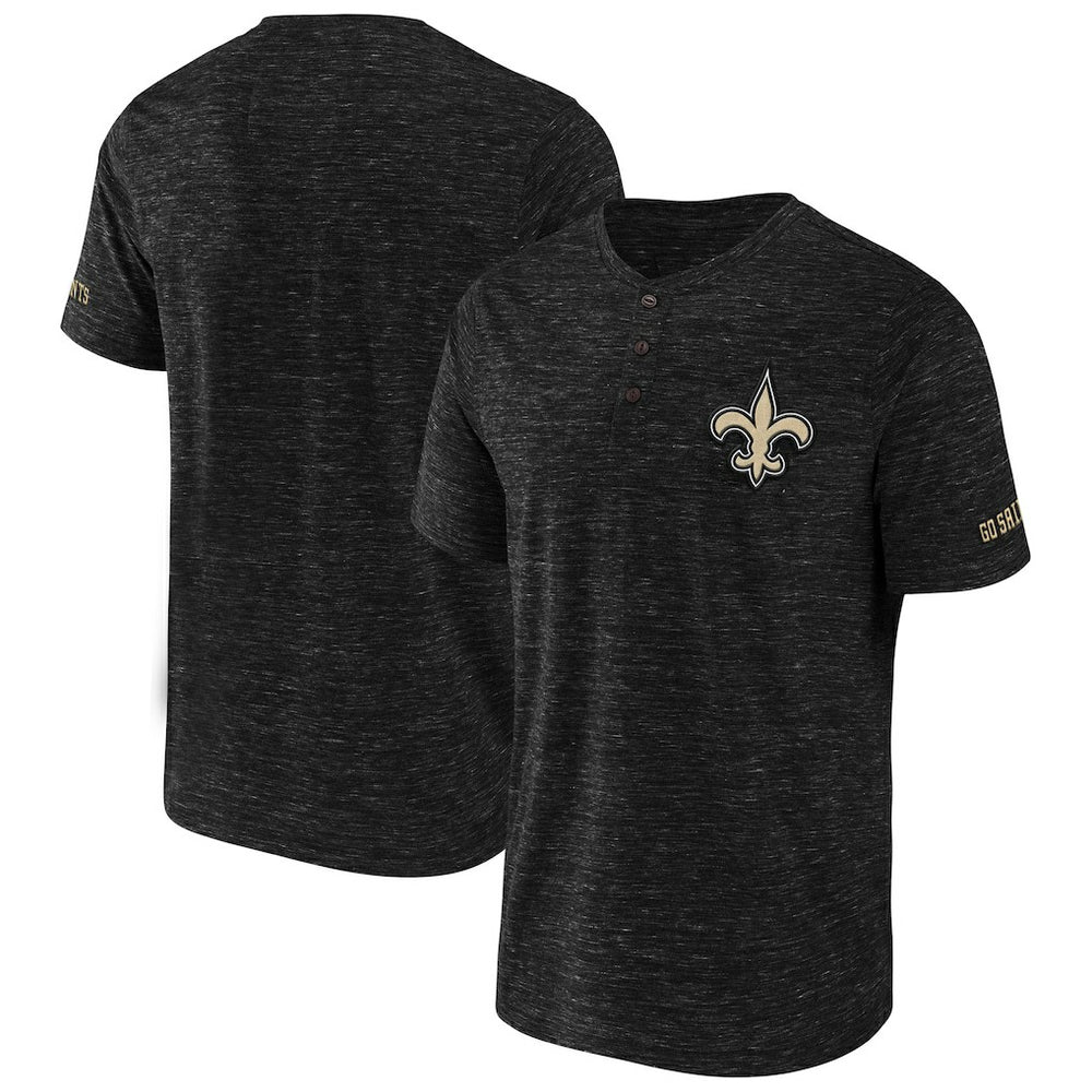 New Orleans Saints NFL x Darius Rucker Collection Slub Henley T-Shirt - Black cheap