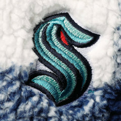 Seattle Kraken G-III 4Her by Carl Banks Women's Plaid Sherpa Quarter-Zip Jacket Deep Sea Blue/White