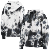 Las Vegas Raiders DKNY Sport Women's Dakota Oversized Tie-Dye Half-Zip Hoodie - White/Black sale