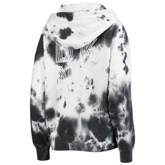 Las Vegas Raiders DKNY Sport Women's Dakota Oversized Tie-Dye Half-Zip Hoodie - White/Black sale
