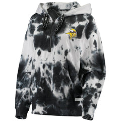 Minnesota Vikings DKNY Sport Women's Dakota Oversized Tie-Dye Half-Zip Hoodie - White/Black discount