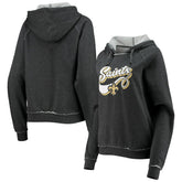 New Orleans Saints New Era Women's Script Fleece Raglan Pullover Hoodie - Charcoal cheap