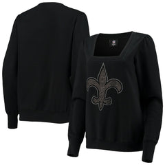 New Orleans Saints Cuce Women's Winners Square Neck Pullover Sweatshirt - Black online