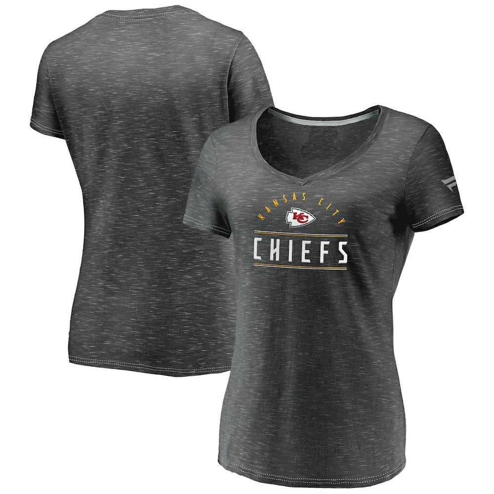 Kansas City Chiefs Women's League Leader Space Dye V-Neck T-Shirt - Charcoal online