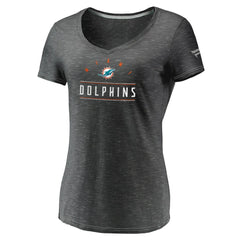 Miami Dolphins Women's League Leader Space Dye V-Neck T-Shirt - Charcoal outlet