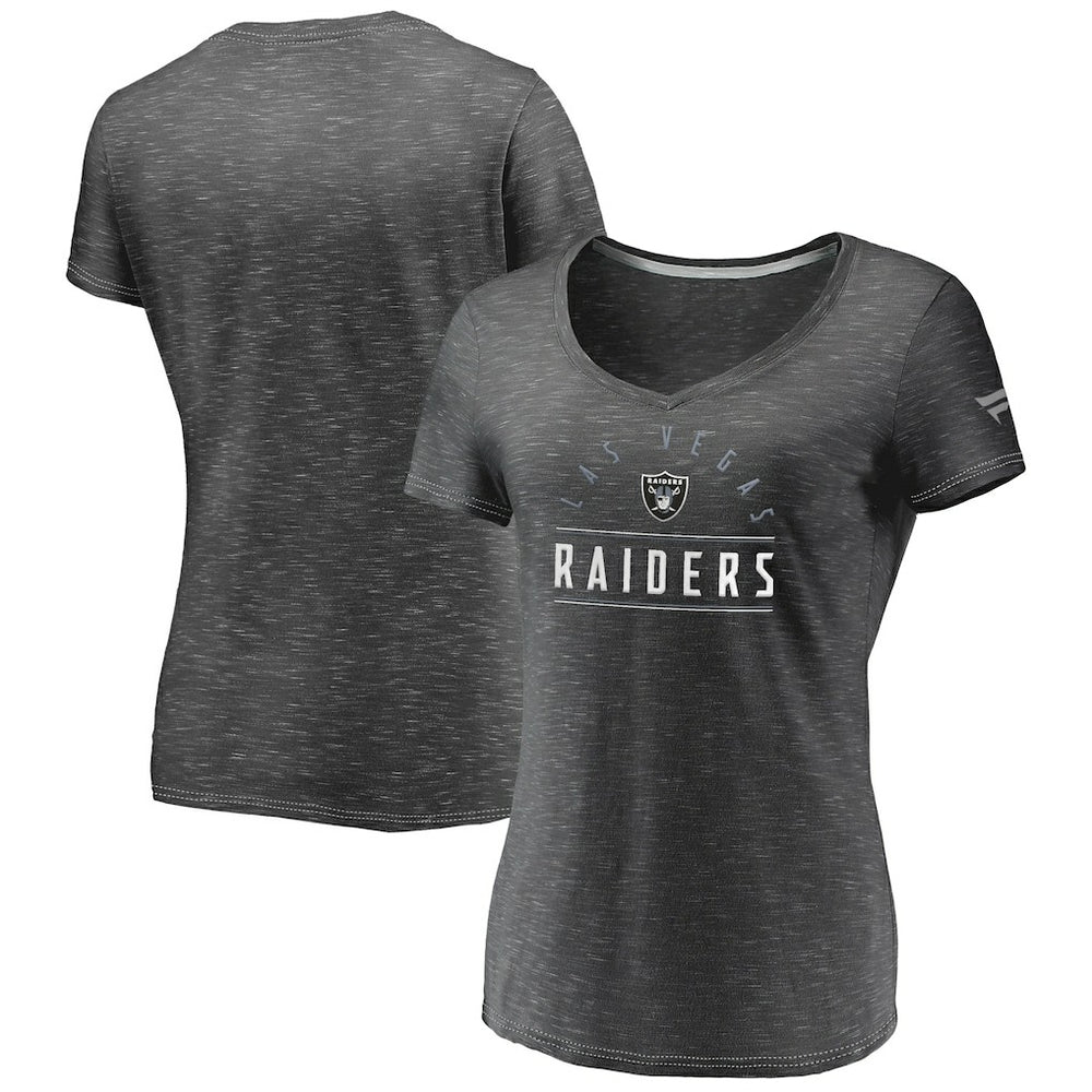 Las Vegas Raiders Women's League Leader Space Dye V-Neck T-Shirt - Charcoal on sale