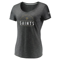 New Orleans Saints Women's League Leader Space Dye V-Neck T-Shirt - Charcoal outlet