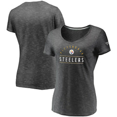 Pittsburgh Steelers Women's League Leader Space Dye V-Neck T-Shirt - Charcoal sale